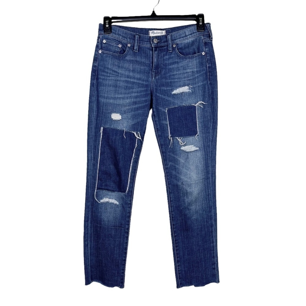 Madewell The Slim Boyjean Patched-Up Edition in Springfield Wash Jeans 
Size 26